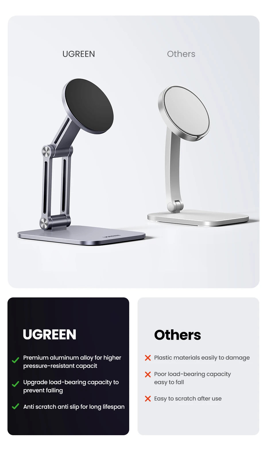 Adjustable Magnetic Aluminum Phone Stand for Desk - 11