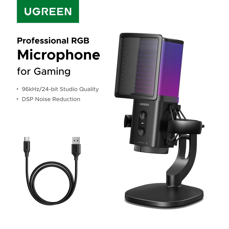 USB Condenser Microphone with RGB Lighting for Gaming and Streaming - 1