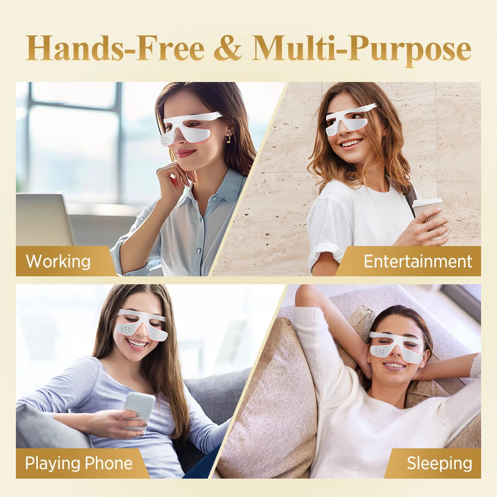3D LED Red Light Therapy Eye Massager for Fatigue and Dark Circles