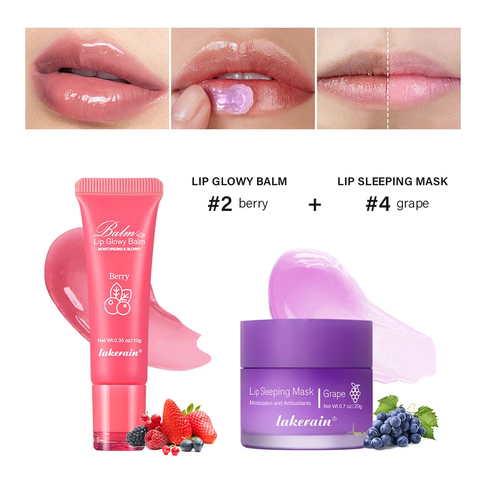 Moisturizing Lip Balm and Night Sleeping Mask Set