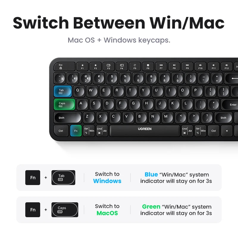 Wireless Bluetooth Multi-Device Keyboard for Laptop Tablet PC