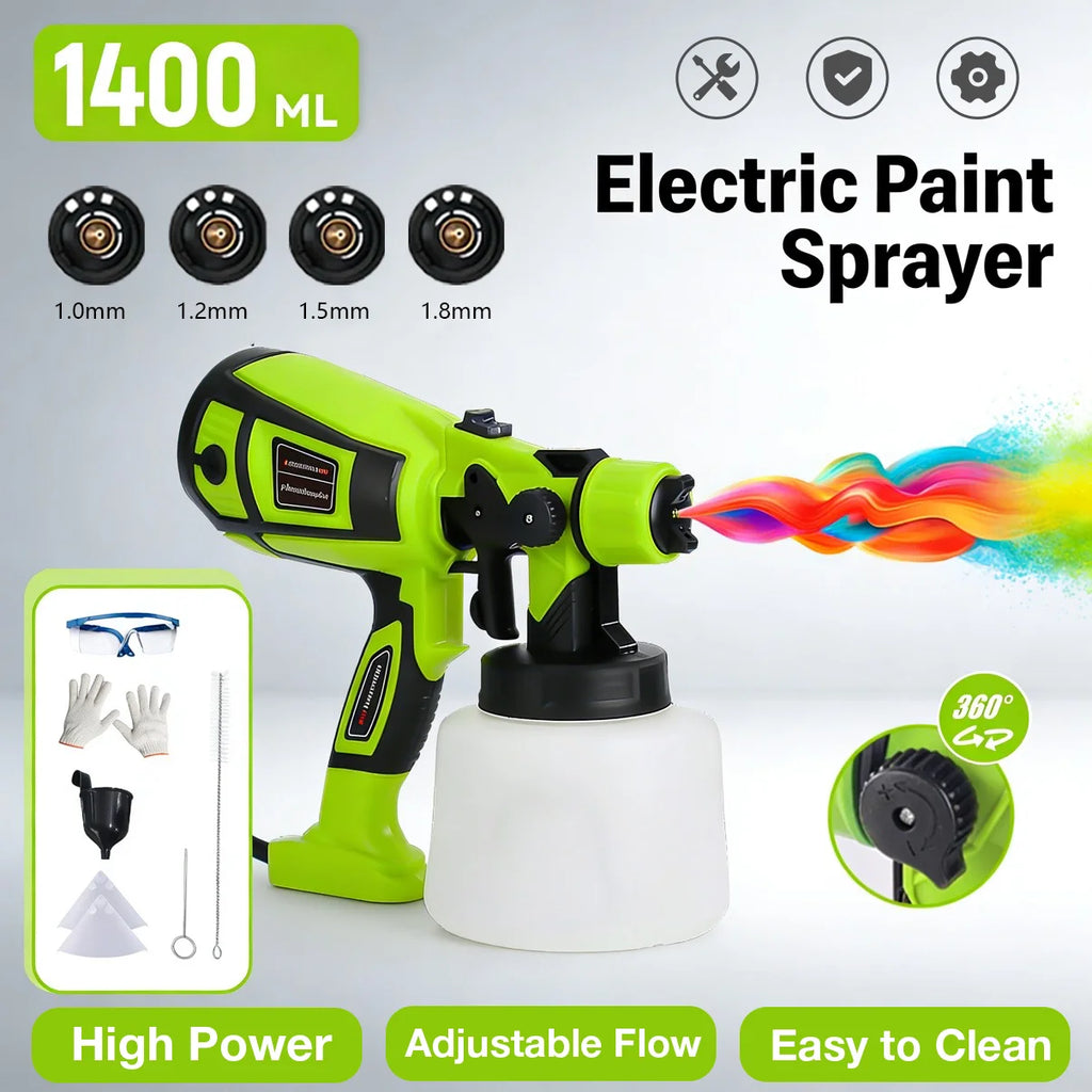 850W Electric HVLP Paint Sprayer with 5 Nozzles and 1400ml Container