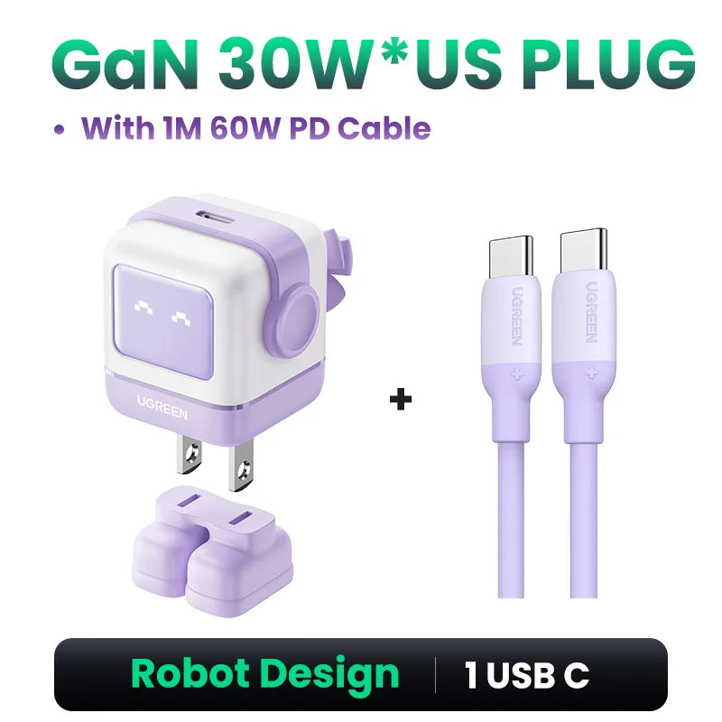 65W GaN USB-C Robot Fast Charger for Laptops and Smartphones - 34