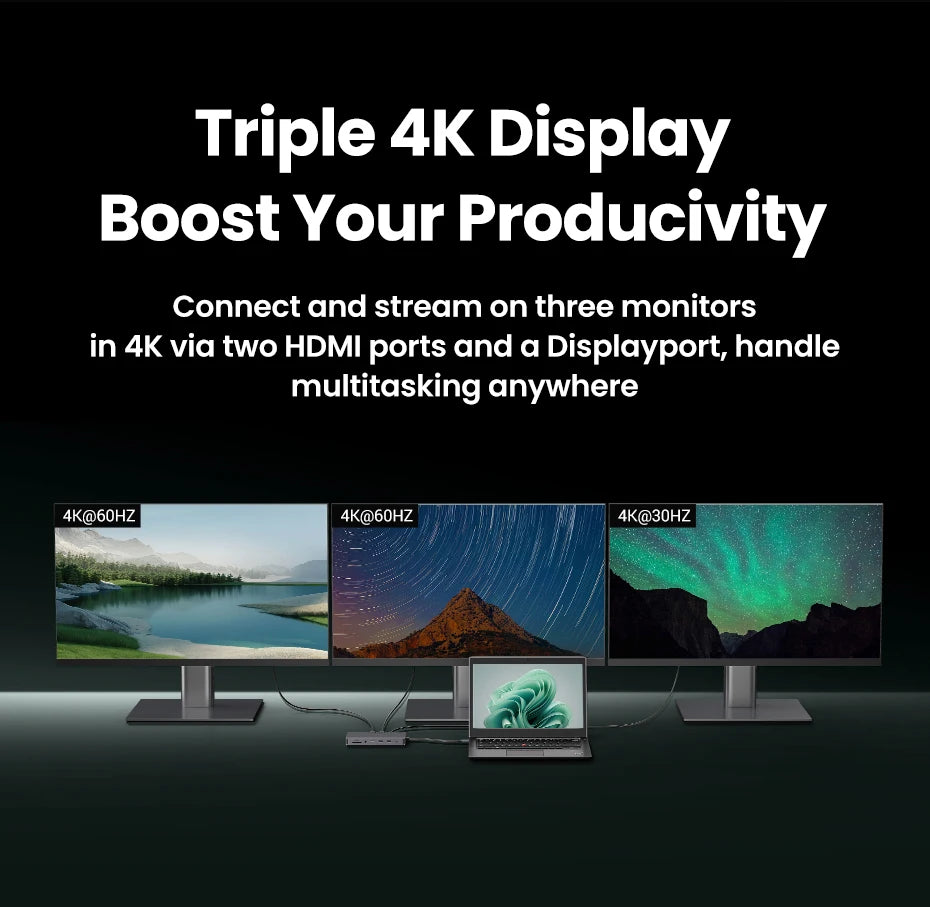 13-in-1 Triple Display USB-C Docking Station with 4K 60Hz Support