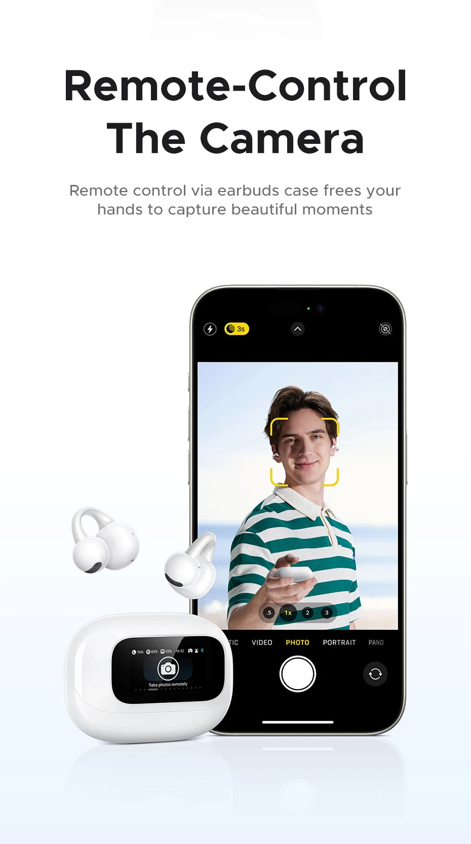 Wireless Open-Ear Bluetooth 5.4 Earbuds with Smart LCD Charging Case