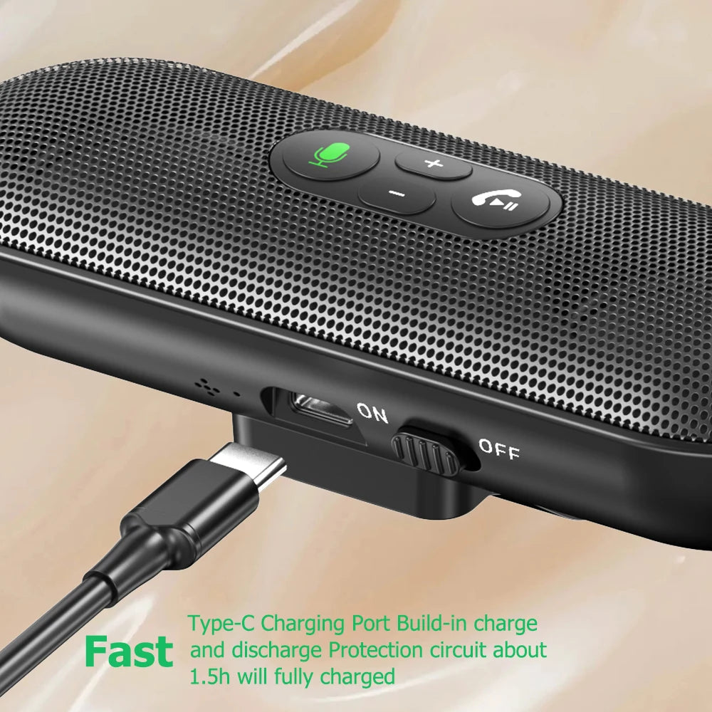 Bluetooth 5.4 Handsfree Car Kit Dual 3W Speakerphone Sun Visor Mount