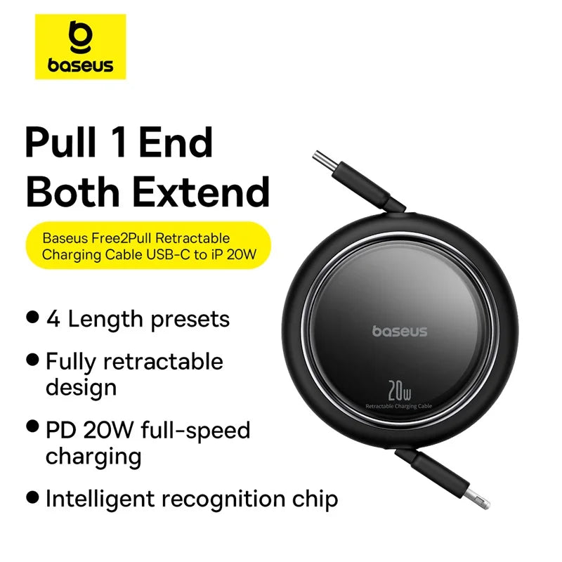 Retractable USB-C to Lightning 20W Fast Charging Cable