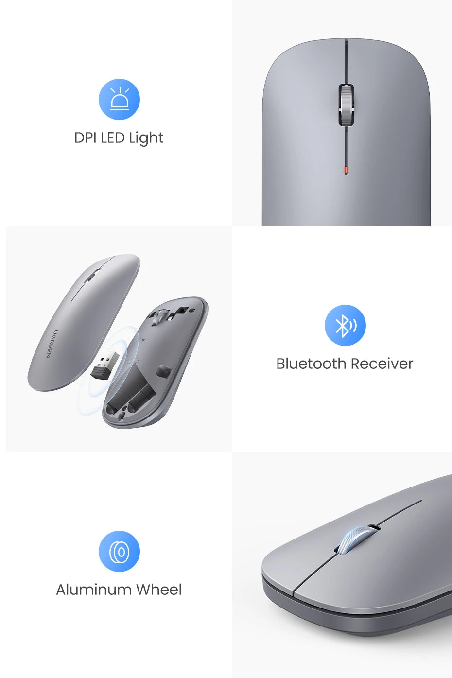 Silent Wireless Mouse with Bluetooth 5.0 and 4000 DPI - 22