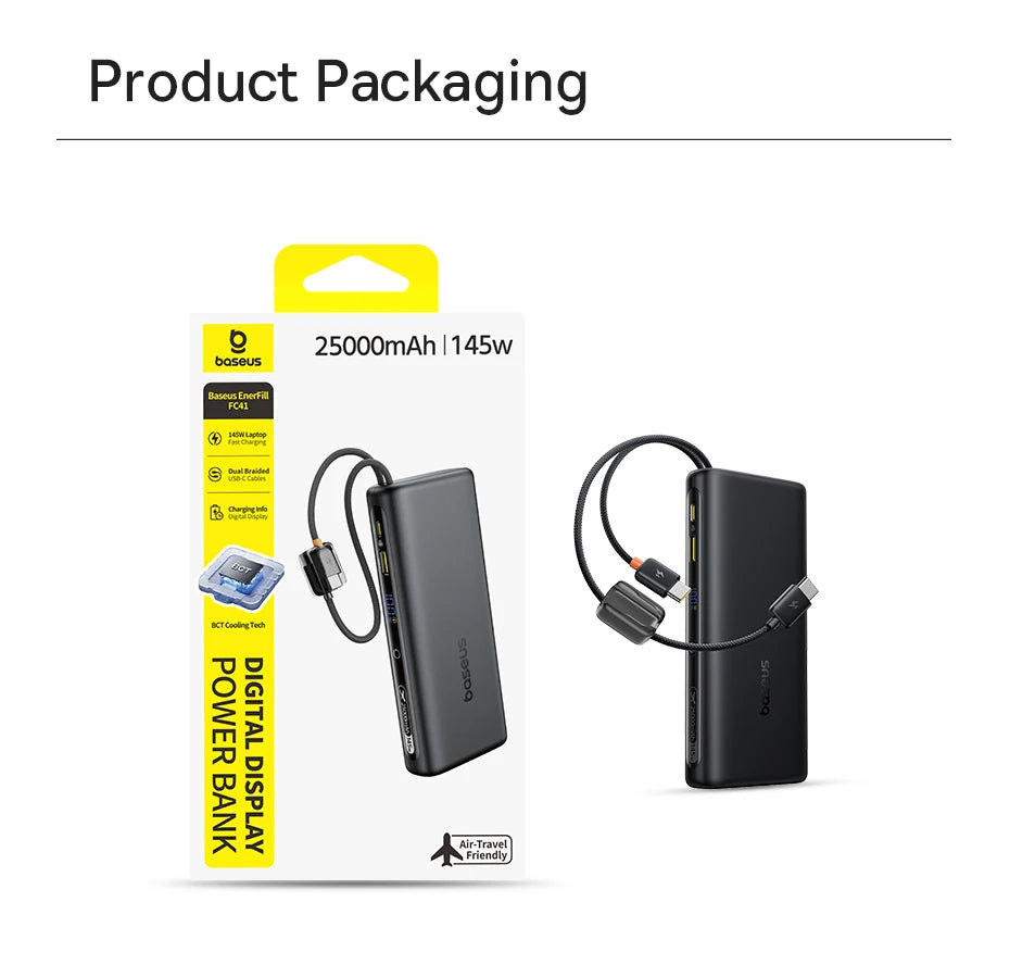 145W Fast Charging Power Bank with Built-In Cables 25000mAh - 24