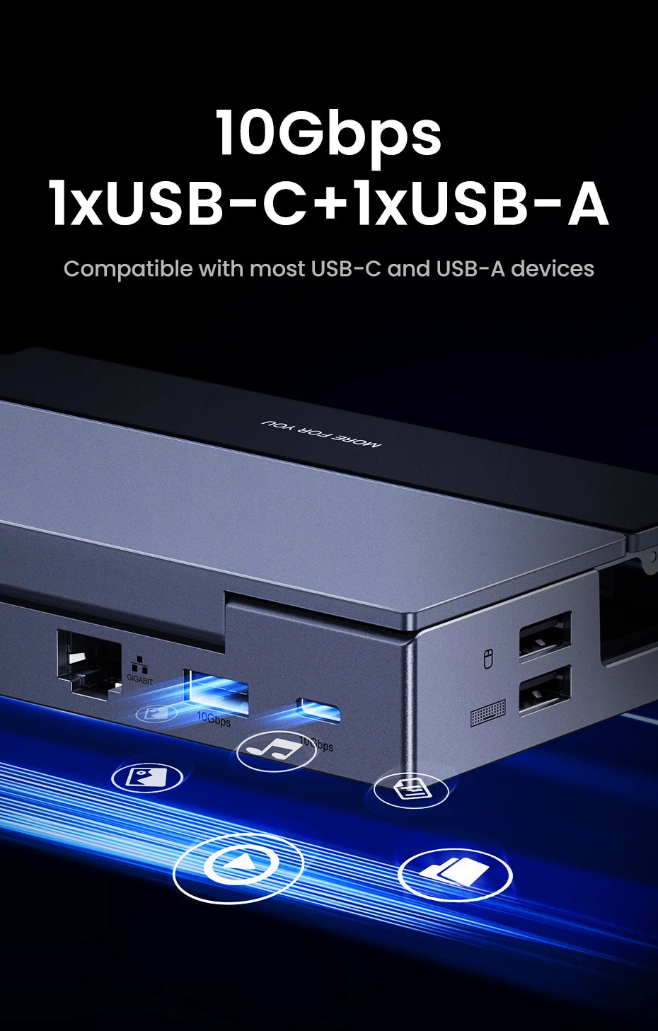 9-in-1 USB-C Gaming Docking Station with 4K HDMI and Stand