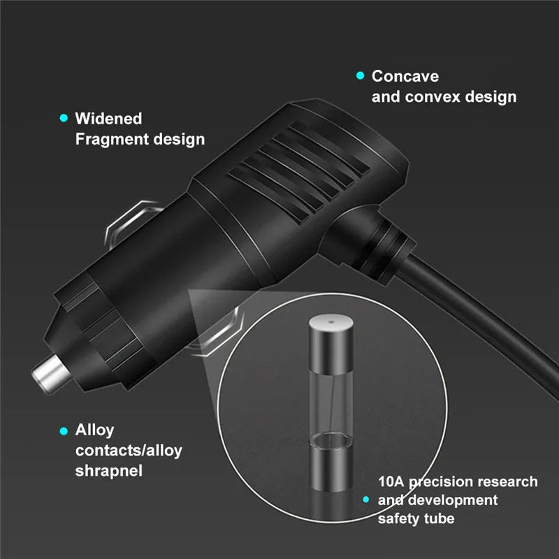 120W 3-Way Car Cigarette Lighter Splitter with USB Fast Charging