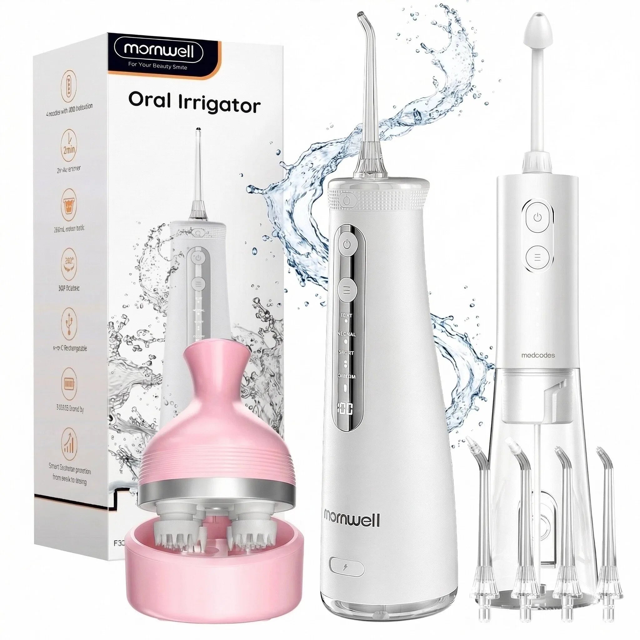 Portable Electric Water Flosser and Scalp Massager Set - 1