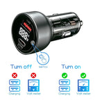 60W Dual Port USB Car Charger with PD QC3.0 Voltmeter and Ambient Light