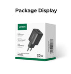 20W GaN Dual-Port USB-C and USB-A Fast Wall Charger