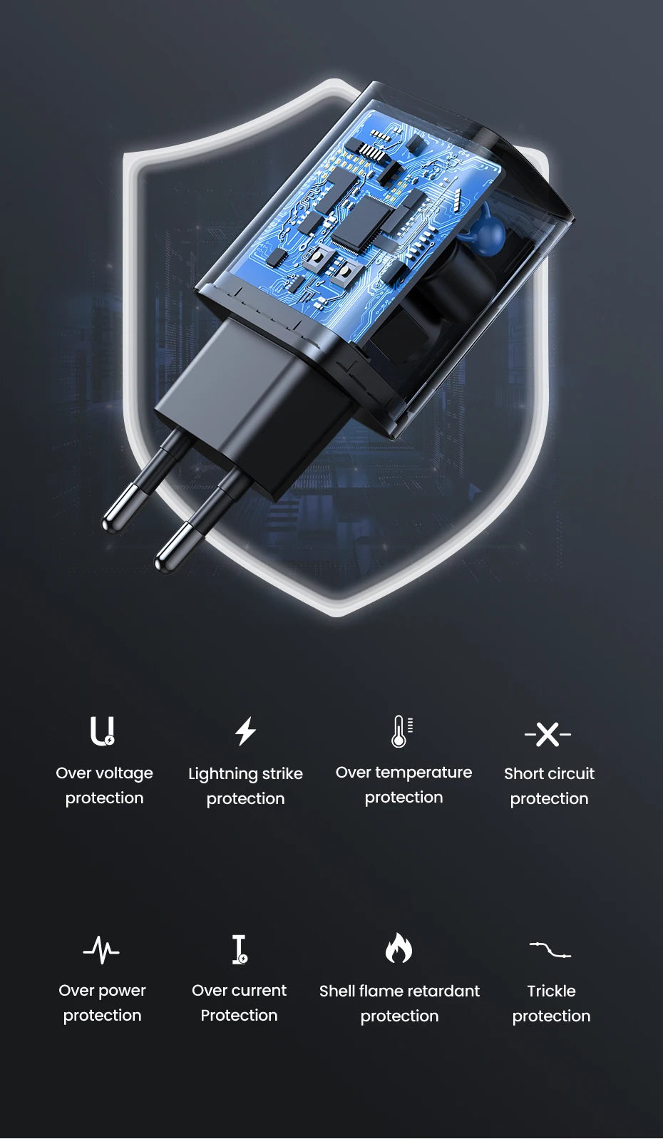 20W USB-C PD Fast Wall Charger for Smartphones and Tablets - 12