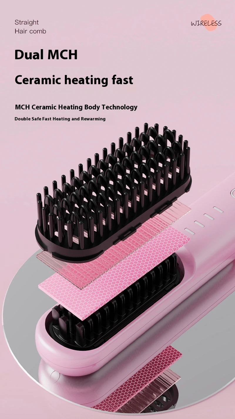 Fast Heating Cordless Hair Straightening Brush