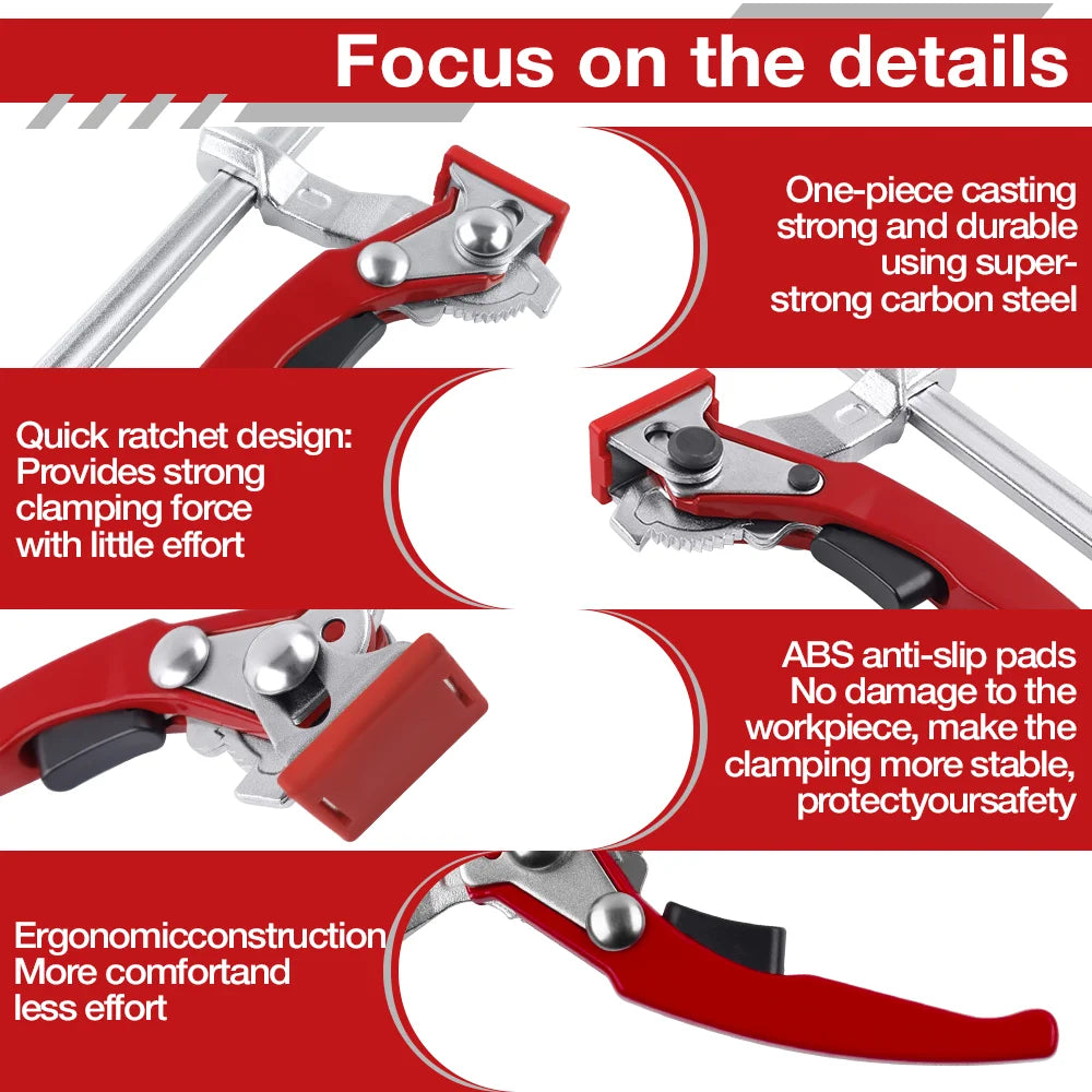 Quick-Release Ratchet Guide Rail Clamp for Woodworking
