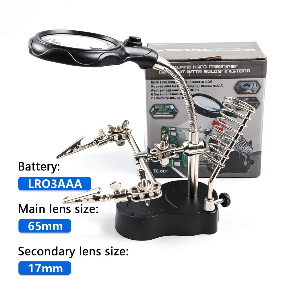Soldering Helping Hand Station with LED Magnifying Glass