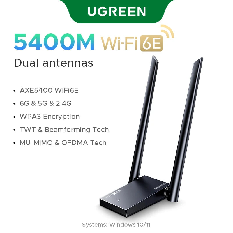 Dual-Band USB WiFi 6 Adapter for Desktop and Laptop