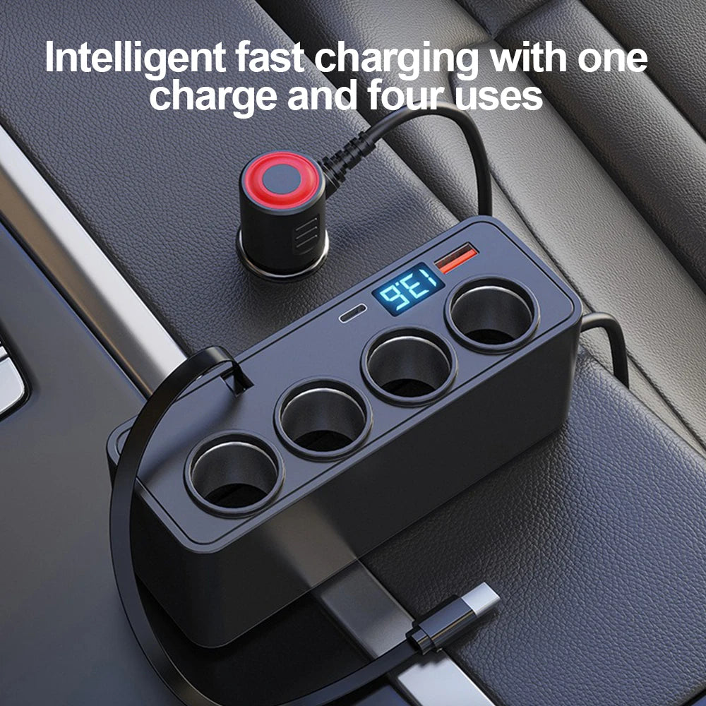 120W 7-in-1 Car Cigarette Lighter Socket Splitter with PD and USB