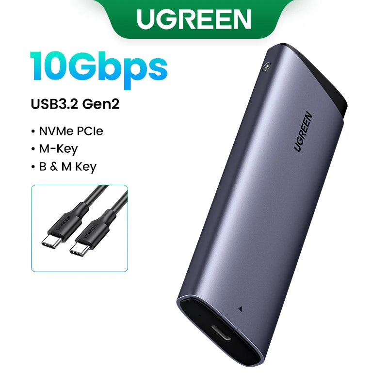 Dual Protocol NVMe/SATA M.2 SSD Enclosure 10Gbps USB 3.2 - 25