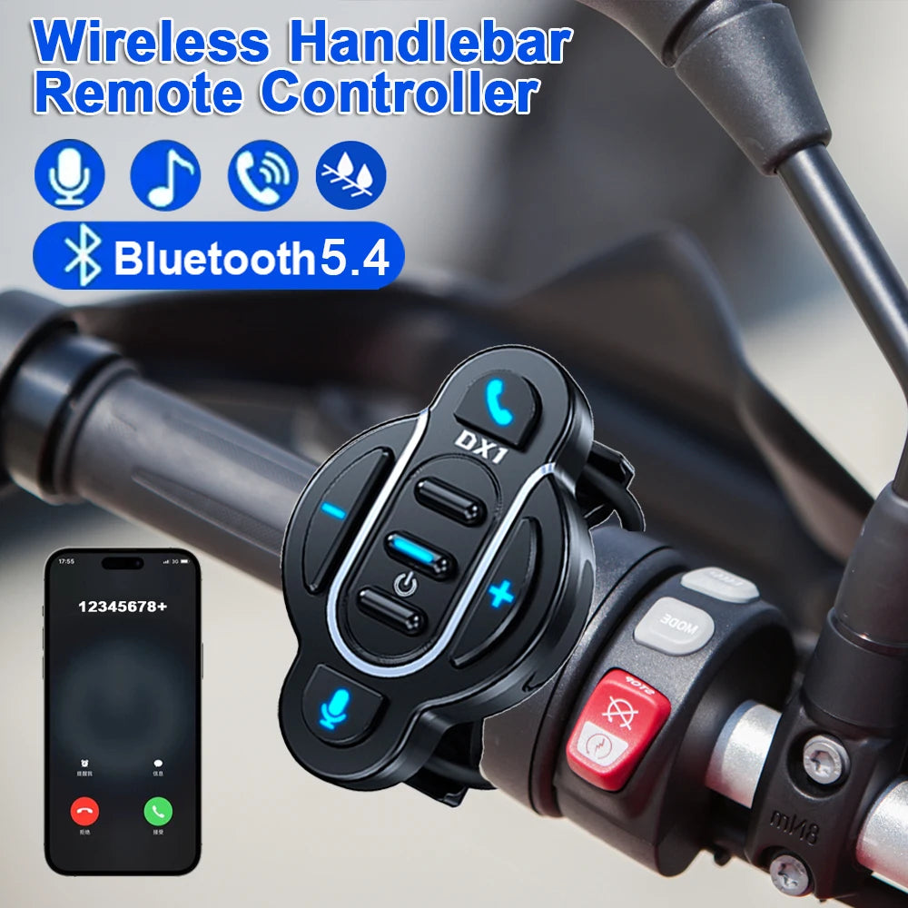 Wireless Motorcycle Handlebar Bluetooth Media Remote Controller - 1