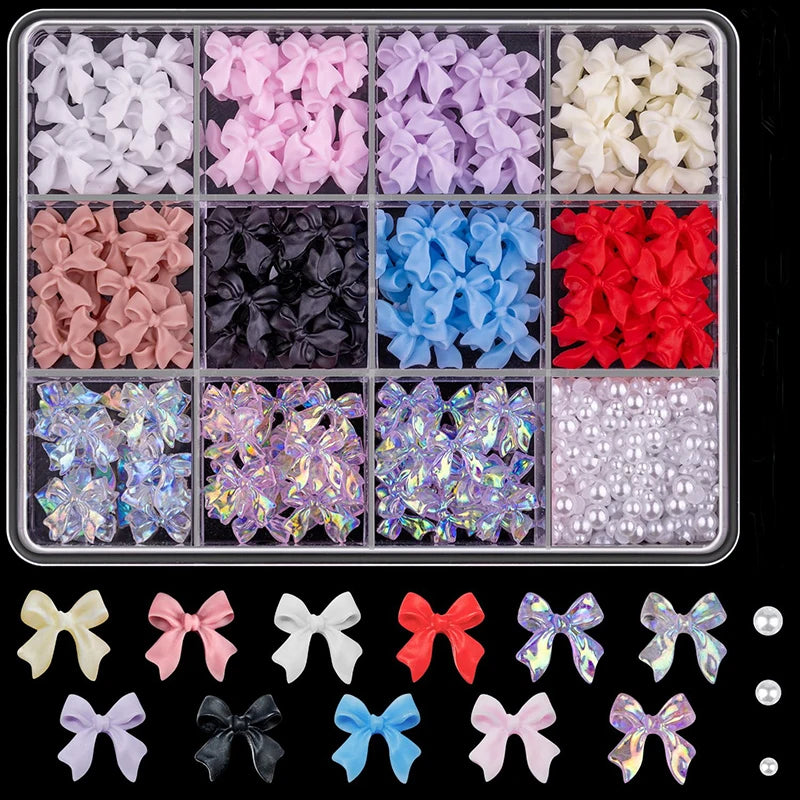 3D Mixed Bowknot and Flower Nail Art Decoration Set