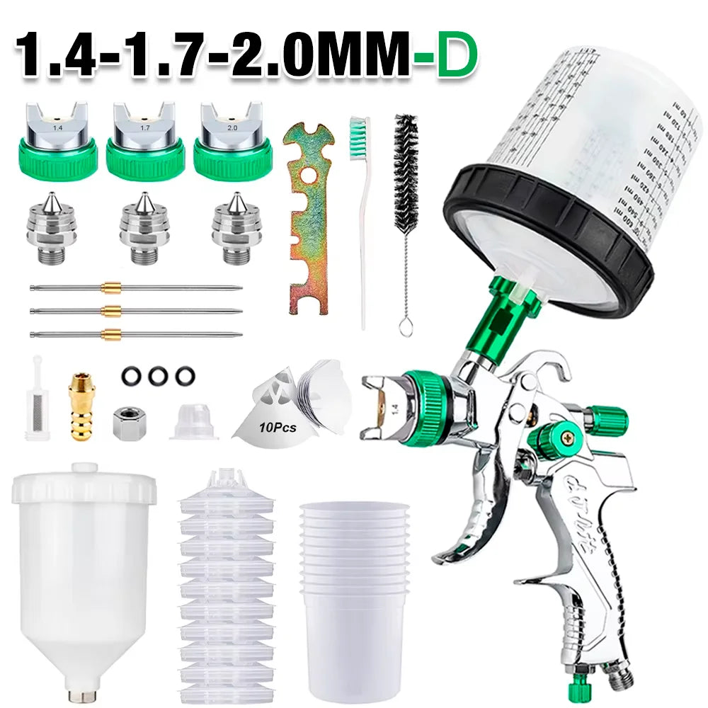 Professional HVLP Spray Gun Kit with 1.4/1.7/2.0mm Nozzles - 20