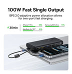 100W 20000mAh Fast Charging Power Bank with Built-In USB-C Cables