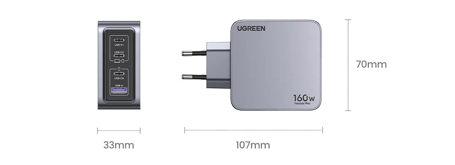 160W GaN Fast Charger with 4 Ports for Laptops and Smartphones - 18