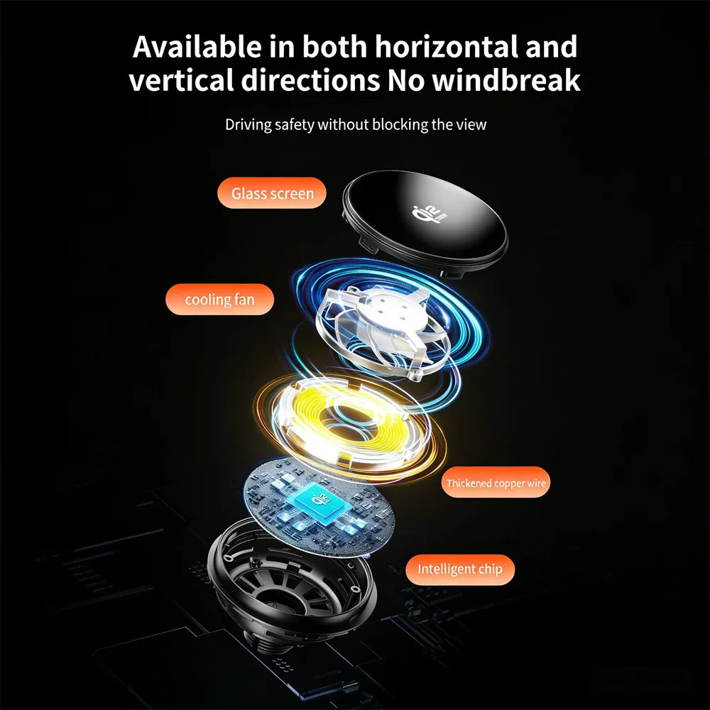 25W Magnetic Fast Wireless Car Charger with Cooling Fan