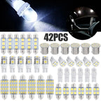42 Piece 12V LED Interior Car Light Bulb Kit T10 and 1156 Assortment