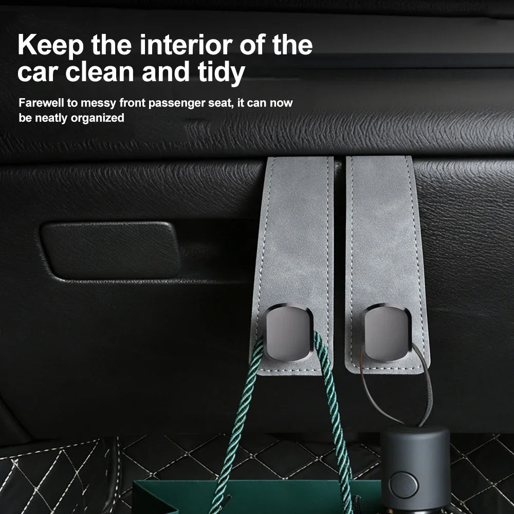 Suede Leather Car Glove Box Hanging Hook for Handbags and Accessories