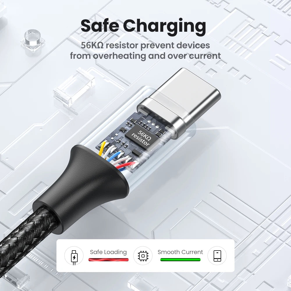 3A Fast Charging USB-A to USB-C Braided Data Cable - 5