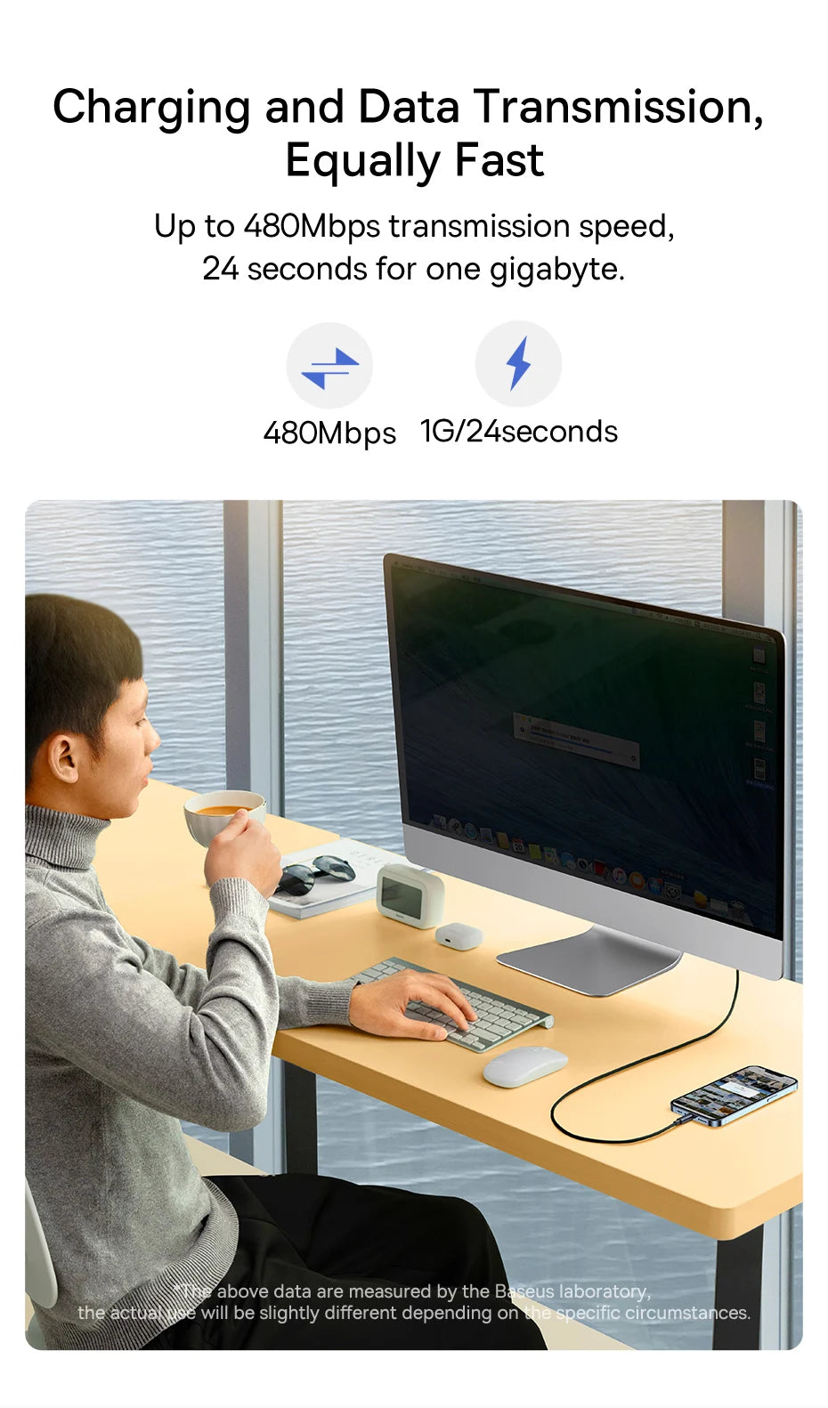 USB-C to Lightning Fast Charging and Data Sync Cable - 18