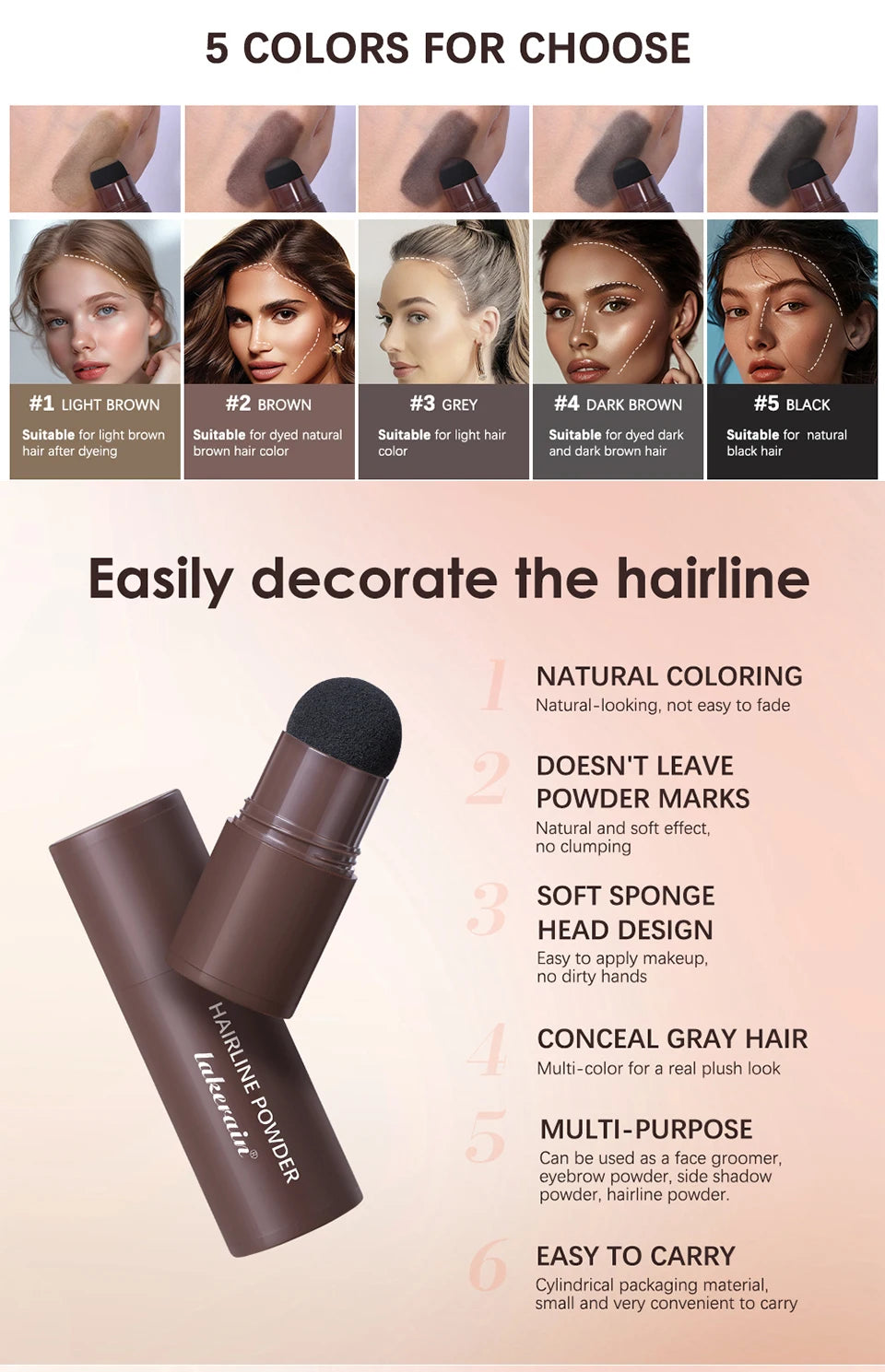 Waterproof Hairline Shadow Powder Root Cover Up Stick - 9