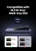 Dual Protocol M.2 NVMe and SATA SSD Enclosure 10Gbps USB-C Adapter