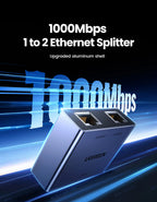 1000Mbps RJ45 Ethernet Splitter 1 to 2 Port Adapter