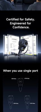 100W Fast Charging 4-Port Retractable Car Charger