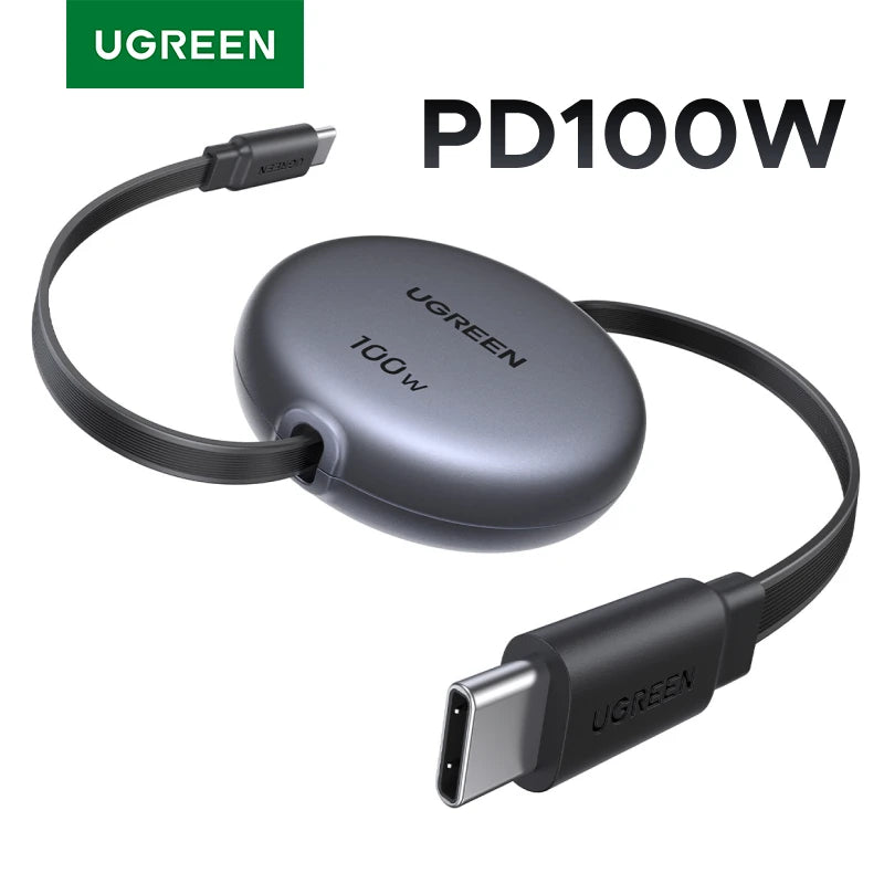 100W Retractable USB-C to USB-C Fast Charging Cable