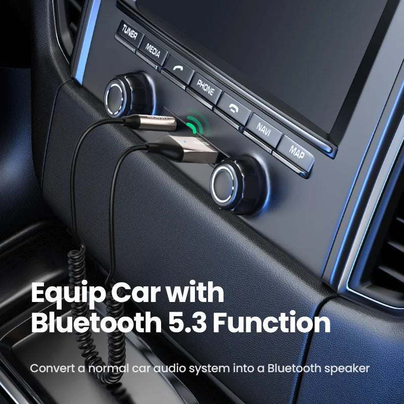 Bluetooth 5.3 Car Audio Receiver Adapter with 3.5mm AUX Jack - 2