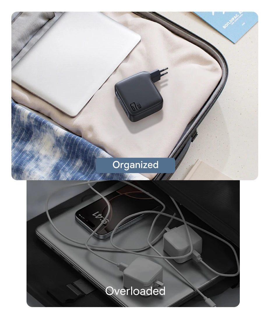 67W GaN Fast Charger with Built-in Retractable Cables - 15