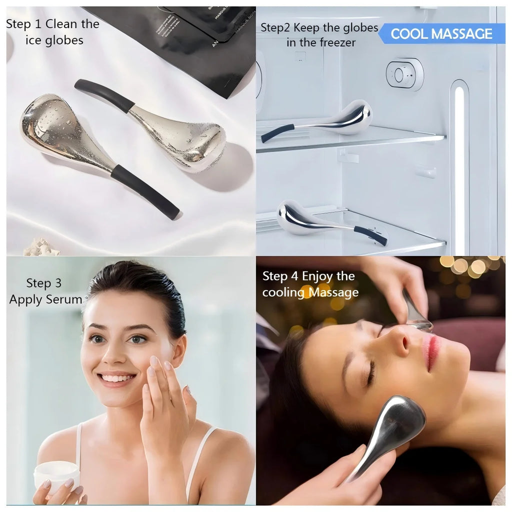 Stainless Steel Facial Ice Globes for Skin Cooling and Puffiness