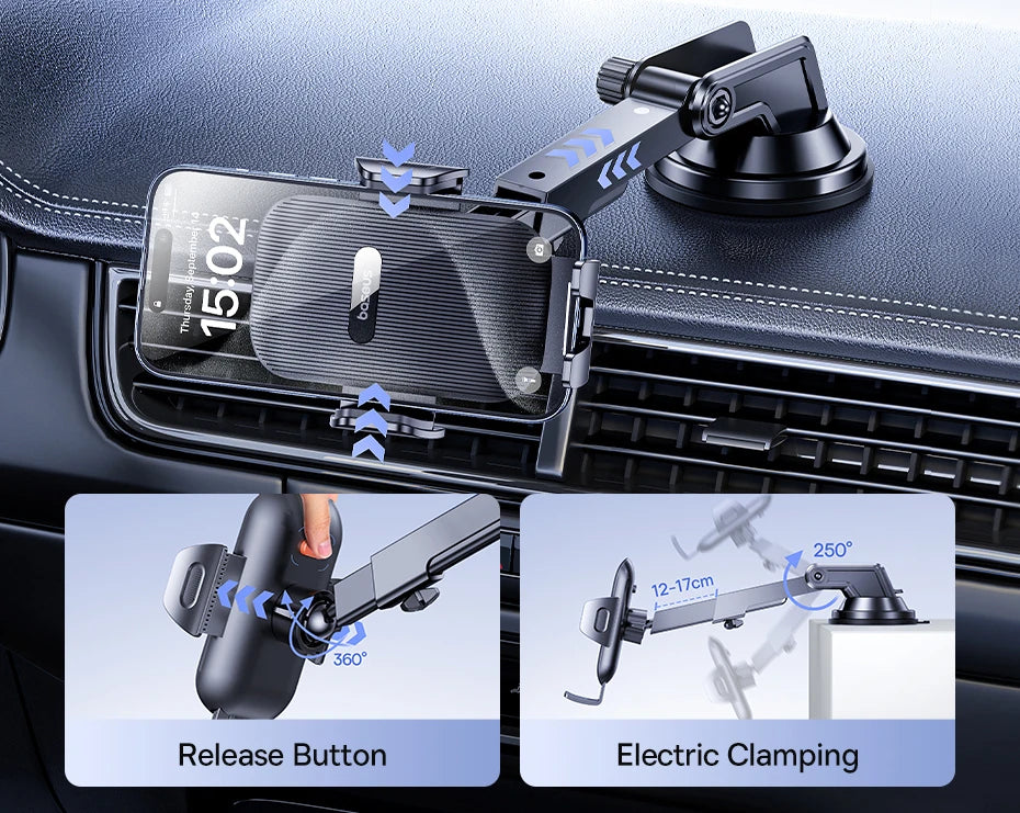 Adjustable Suction Cup Car Phone Holder for Dashboard and Windshield