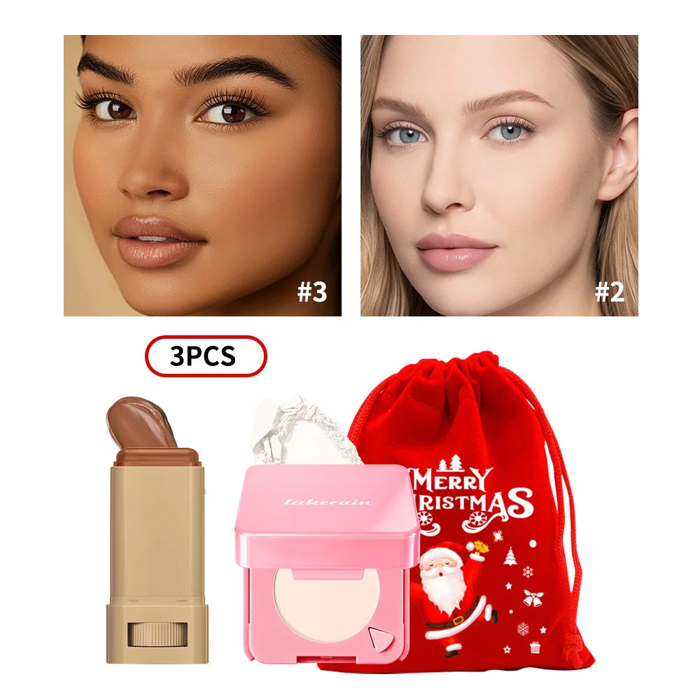 Matte Foundation Stick and Pressed Powder Makeup Set
