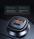 48W Dual Port Fast Car Charger with USB-C and USB-A