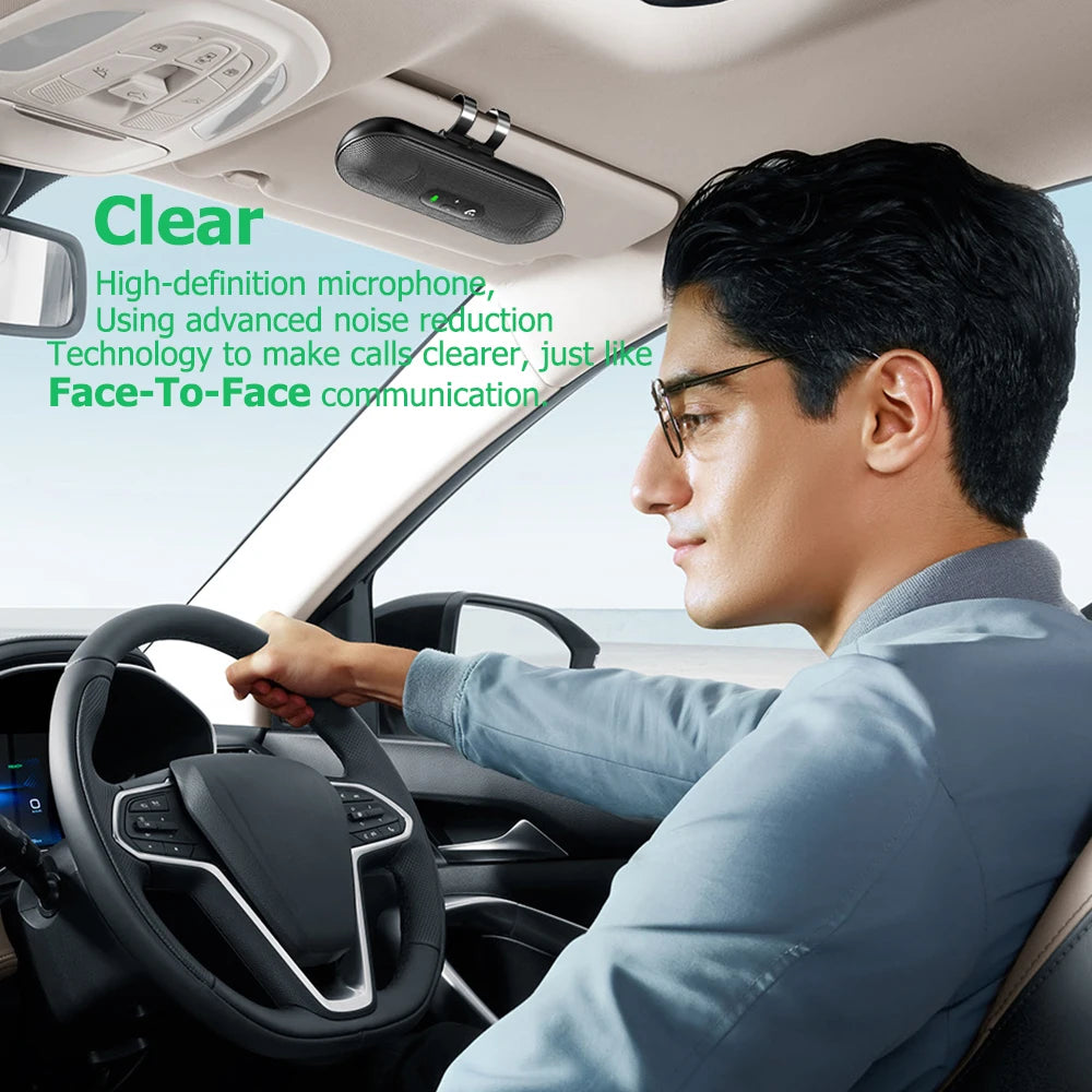 Bluetooth 5.4 Handsfree Car Kit Dual 3W Speakerphone Sun Visor Mount