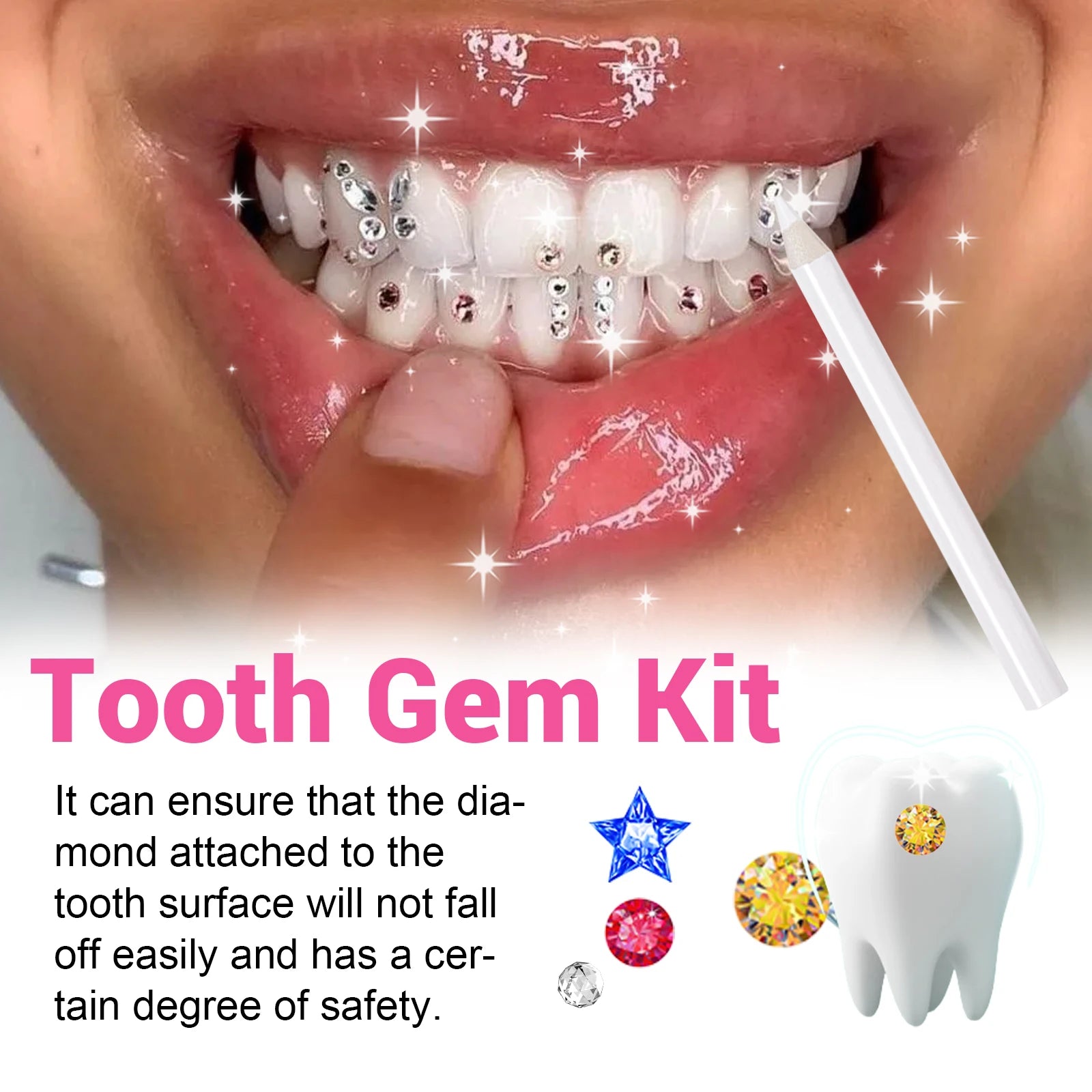 Professional DIY Tooth Gem Kit with UV Light - 5