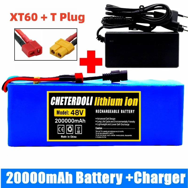 48V 20Ah Lithium-Ion E-Bike Battery Pack with Charger