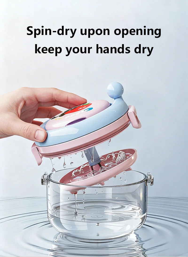 Rotary Denture Cleaning and Storage Container with Drainage Tray - 14